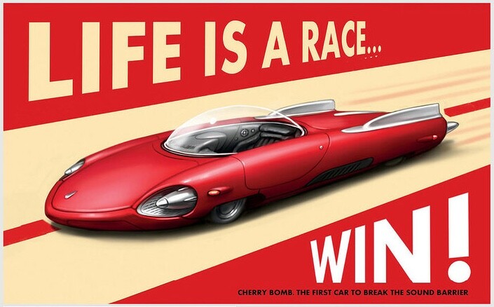 Advertisement for the Chryslus Cherry Bomb sports car
